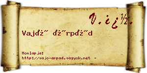 Vajó Árpád névjegykártya